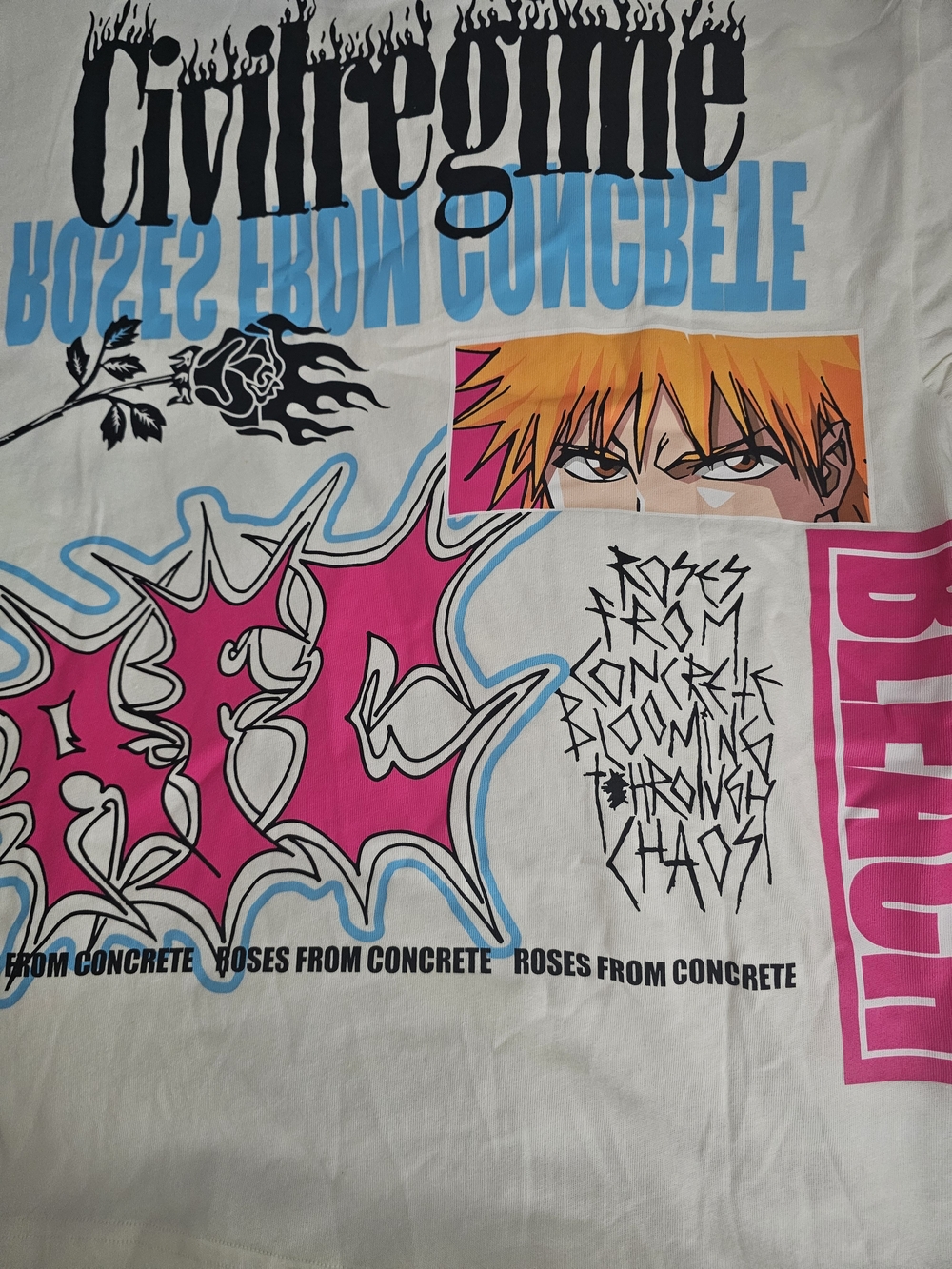 Civil Regime x Bleach "Roses From Concrete" Graphic Tee – Size Small